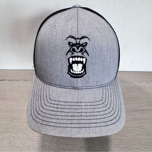 Richardson 112 Grey SnapBack Trucker Hat Angry Gorilla Mad Ape Face Mesh‎ Cap